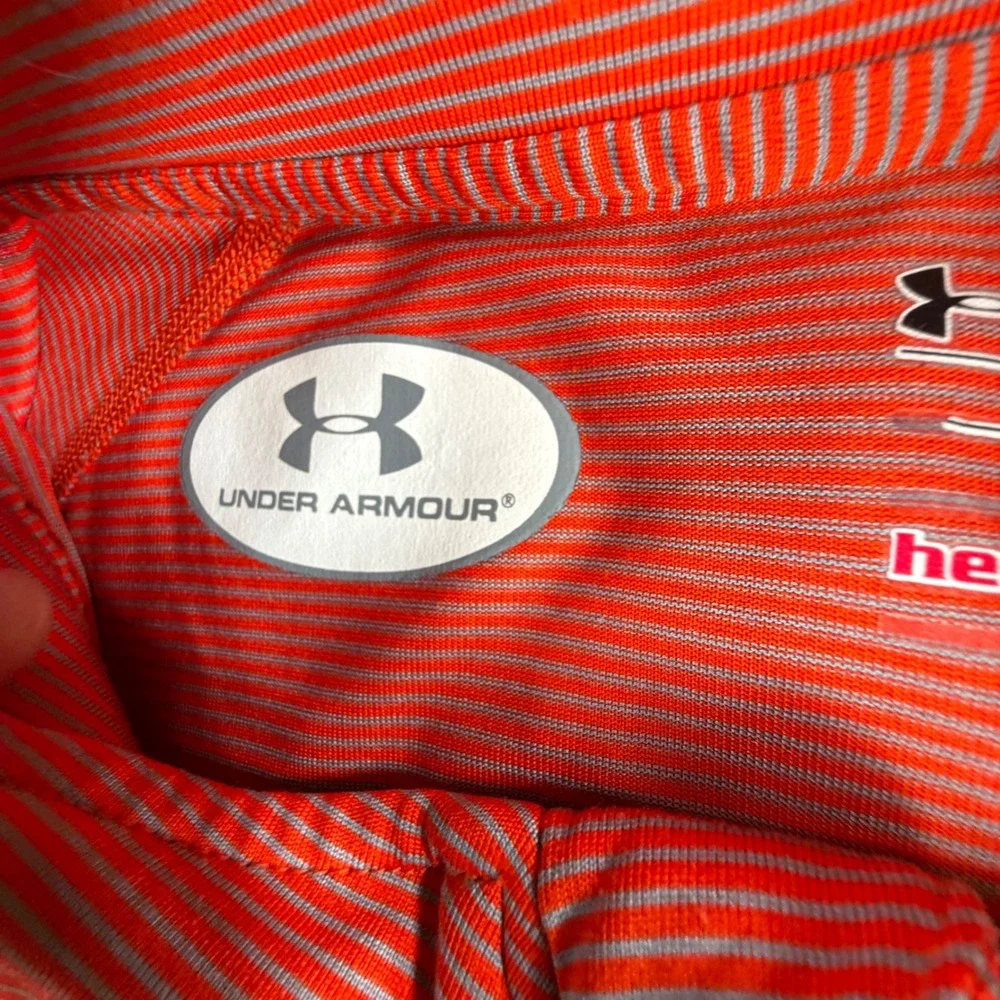 Under Armour Auburn Tigers Mens Large Orange Striped Quarter Zip Pullover Jacket